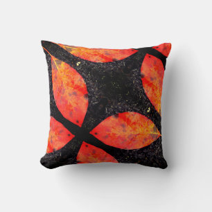 Black orange red fall leaves solid back cushion