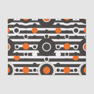 Black Orange Retro Circle Stripe Tissue Paper