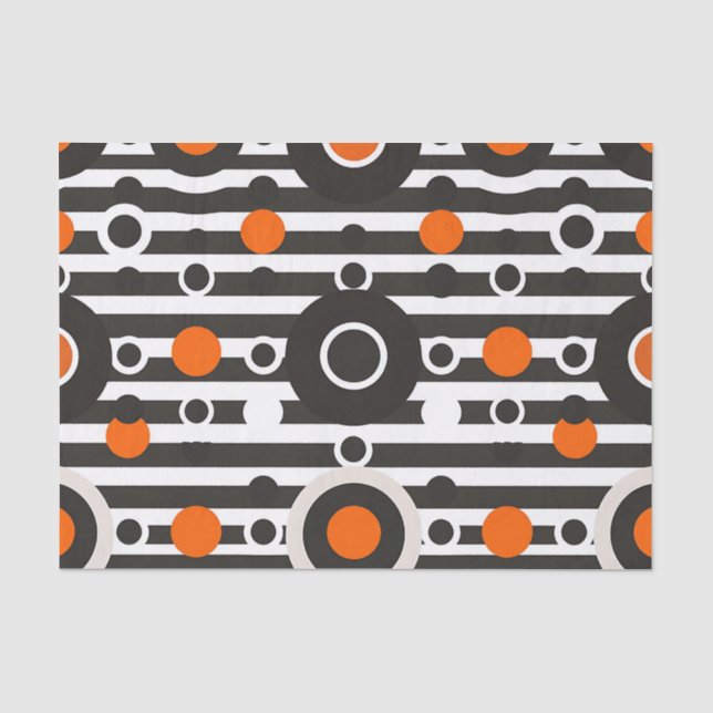 Black Orange Retro Circle Stripe Tissue Paper (Front)