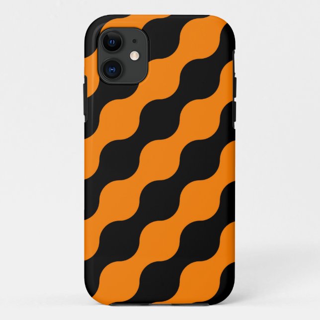 Black, Orange Retro Circles Art Pattern Case-Mate iPhone Case (Back)