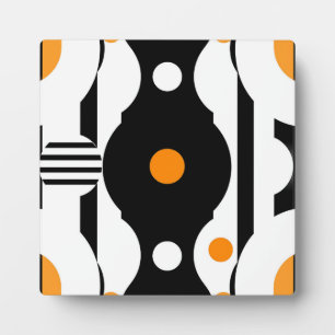Black Orange Retro Mod Geometric Plaque