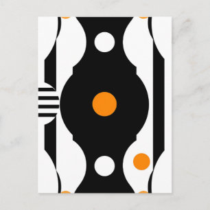 Black Orange Retro Mod Geometric Postcard