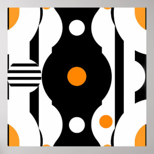 Black Orange Retro Mod Geometric Poster