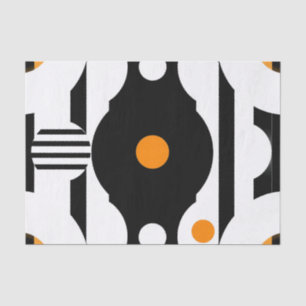 Black Orange Retro Mod Geometric Tissue Paper