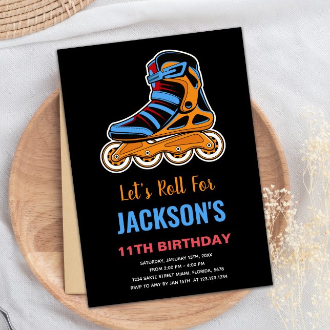 Black Orange Roller Skating Birthday Invitations (Black Orange Roller Skating Birthday Invitations)