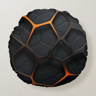 Black Orange Round Cushion