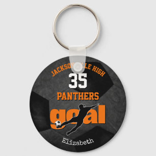 black orange school team spirit girls soccer key ring