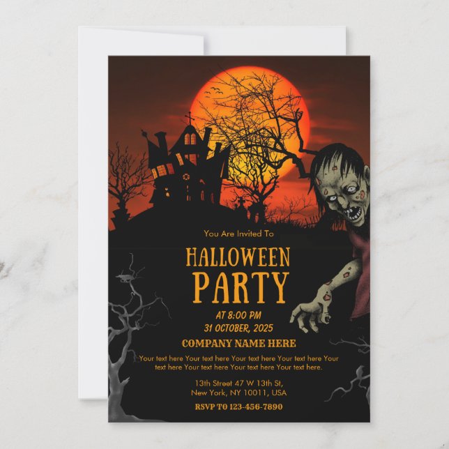 Black & Orange Simple Halloween Office Party Invitation (Front)