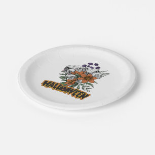 Black & Orange Simple Halloween Paper Plate