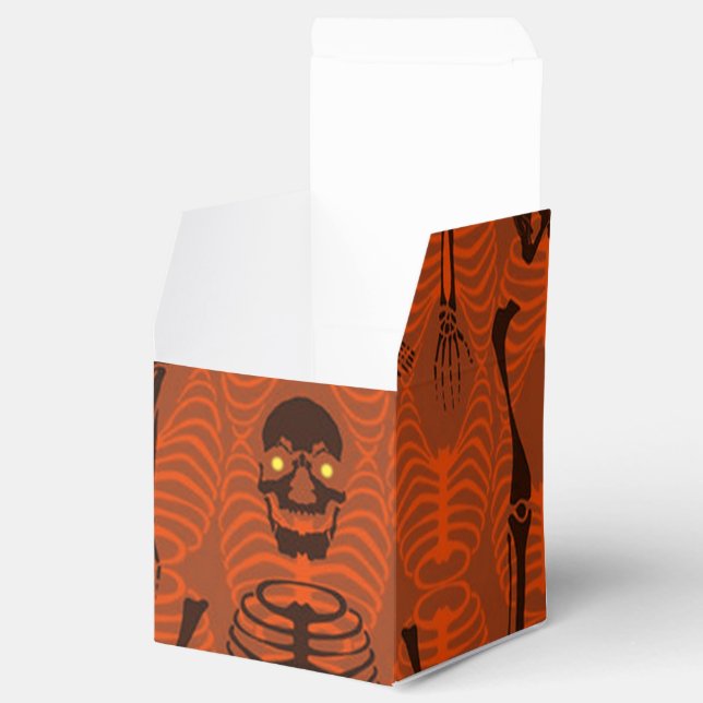 Black & Orange Skeletons Halloween Cube Favour Box (Opened)