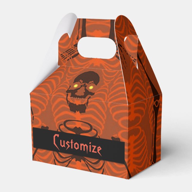 Black & Orange Skeletons Halloween Favour Box (Front Side)