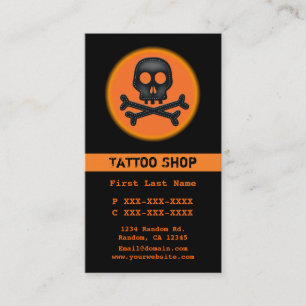 Black orange skull tattoo custom business cards