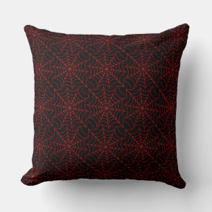 Black & Orange Spider Web Pattern Throw Pillow