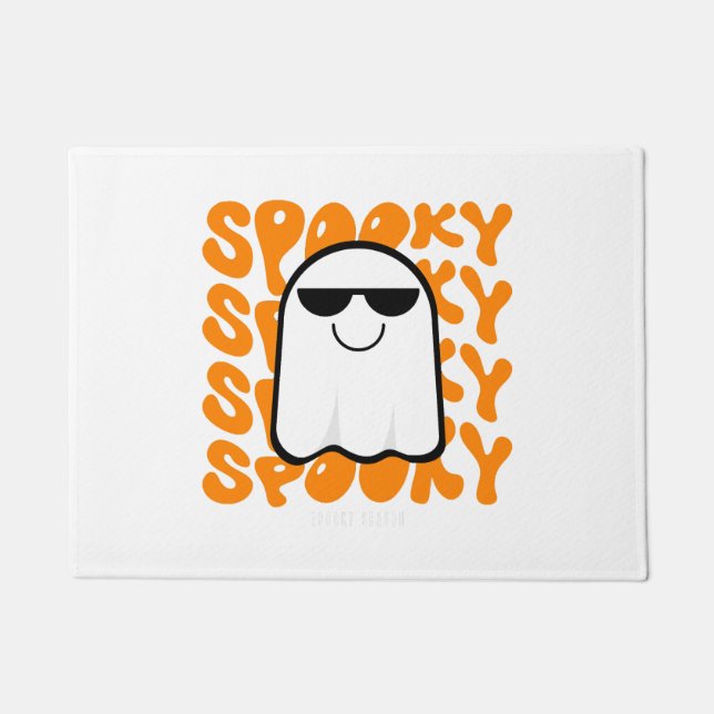 Black Orange Spooky Halloween Doormat (Front)