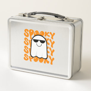 Black Orange Spooky Halloween Metal Lunch Box