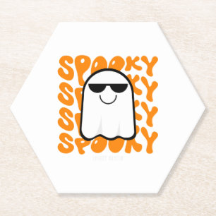 Black Orange Spooky Halloween Paper Coaster
