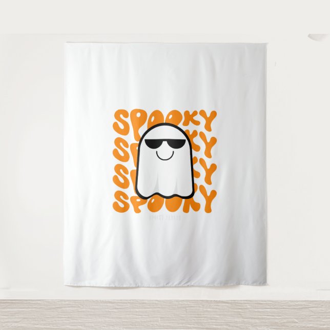 Black Orange Spooky Halloween Tapestry (Front)