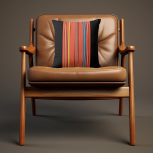 Black Orange Stripe Vintage Cushion