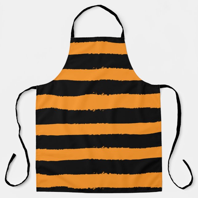 Black & Orange Stripes Apron (Front)