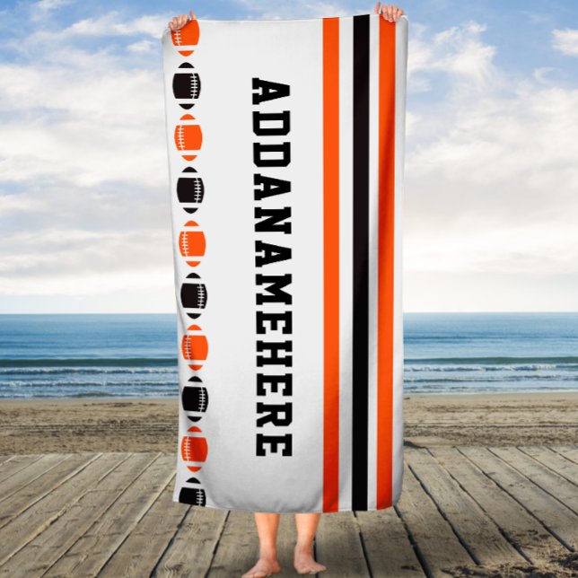 Black Orange Stripes Football Sports Custom Towel (Creator Uploaded)
