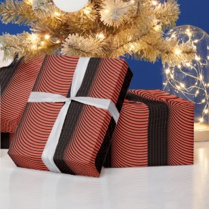 Black Orange Stripes Halloween Thanksgiving Fall Wrapping Paper