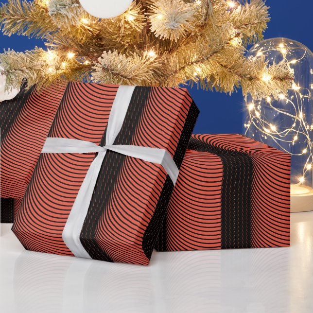 Black Orange Stripes Halloween Thanksgiving Fall Wrapping Paper (Holidays)