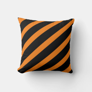 Black & Orange Stripes Striped Halloween Cushion