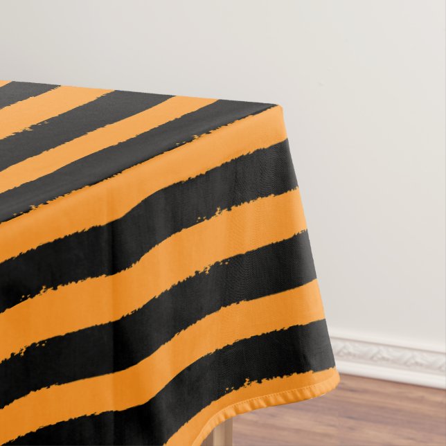Black & Orange Stripes Tablecloth (In Situ)