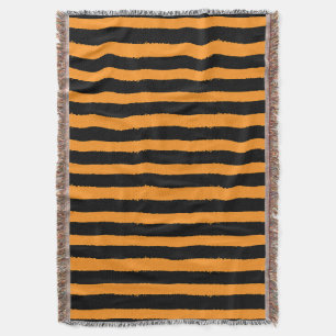 Black & Orange Stripes Throw Blanket