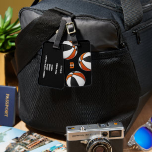black orange team colours basketball athletes luggage tag