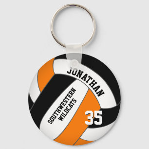 black orange team name boys volleyball key ring
