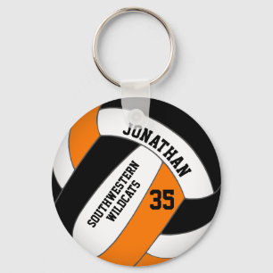 black orange team name boys volleyball key ring