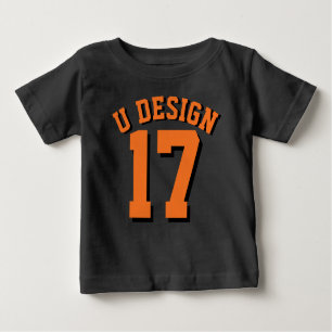 Black & Orange Toddler   Sports Jersey Design Baby T-Shirt