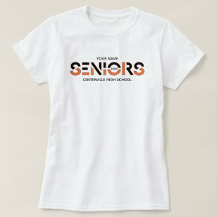 Black & Orange Two-Colour Seniors Sliced Letters T-Shirt