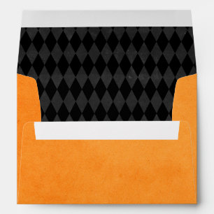 Black Orange Vintage Harlequin Halloween Envelope