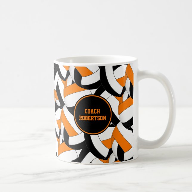 black orange volleyball team colours coach gift coffee mug (Right)