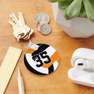 Black orange volleyball team colours key ring