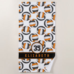 black orange volleyball team colours sporty girls beach towel