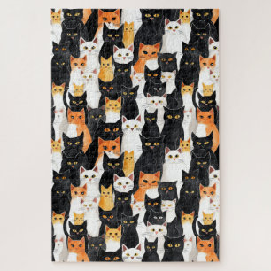 Black Orange White Cats Jigsaw Puzzle