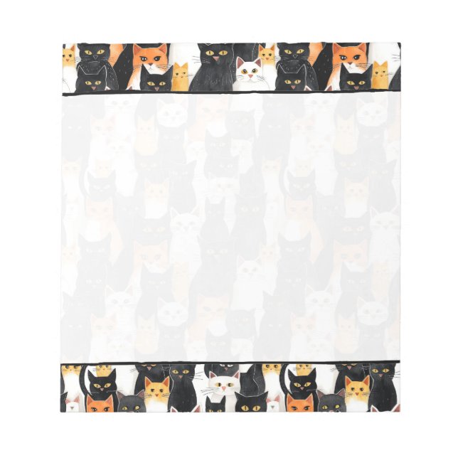 Black Orange White Cats Notepad (Front)