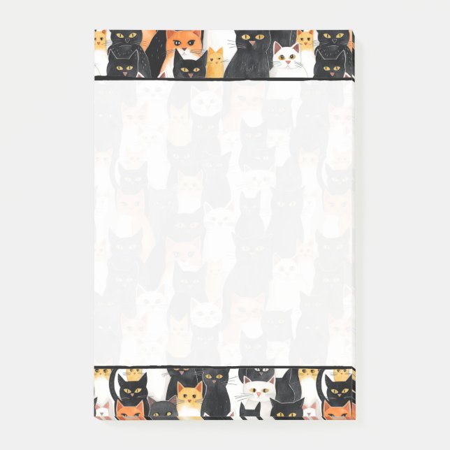 Black Orange White Cats Post-it Notes (Front)