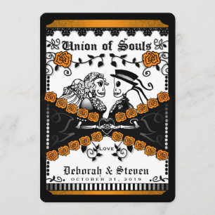 Black Orange White Union Souls Wed TOGETHER WITH Invitation
