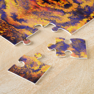 Black, Orange, Yellow, Sangria, Mirror Pattern / Jigsaw Puzzle