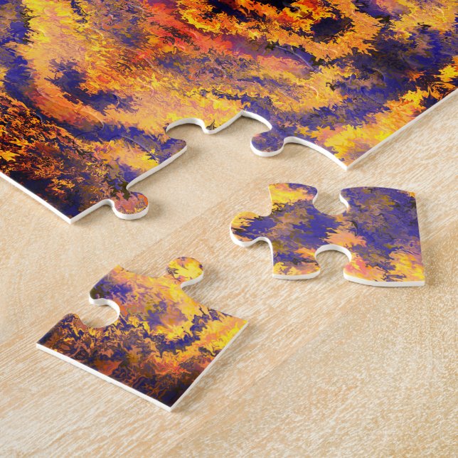 Black, Orange, Yellow, Sangria, Mirror Pattern / Jigsaw Puzzle (Side)