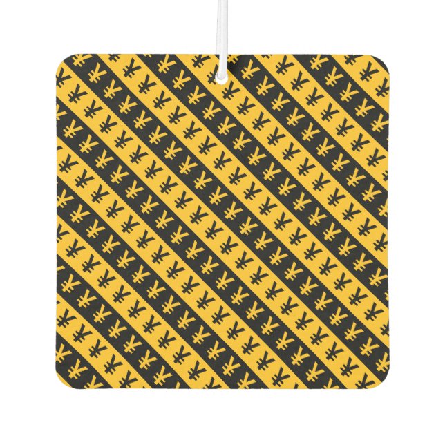 Black & Orange Yen Signs (¥) Striped Pattern Car Air Freshener (Front)