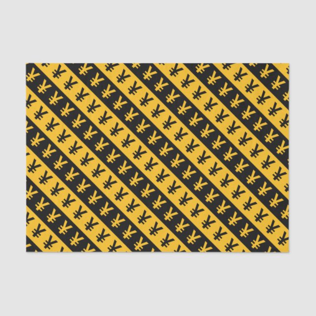 Black & Orange Yen Signs (¥) Striped Pattern Tissue Paper (Front)