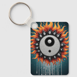 Black Orange Yin Yang Radiant Energy Details Key Ring