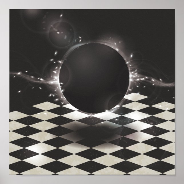Black Orb on Chequered Background Poster (Front)