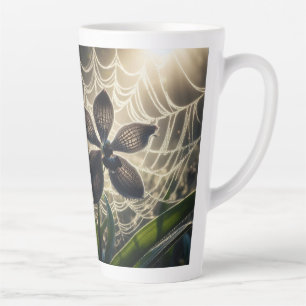 Black Orchid Spiderweb Floral Latte Mug