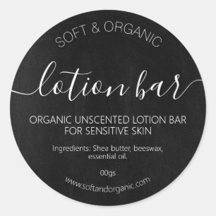 Black Organic Unscented Handmade Lotion Bar Classic Round Sticker